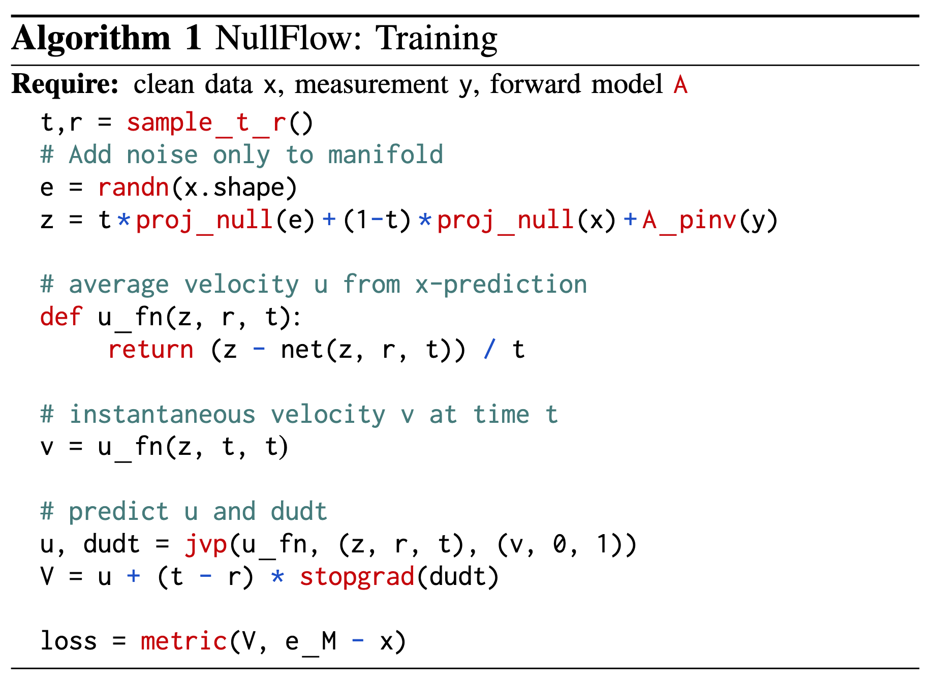 Algorithm 1: NullFlow Training
